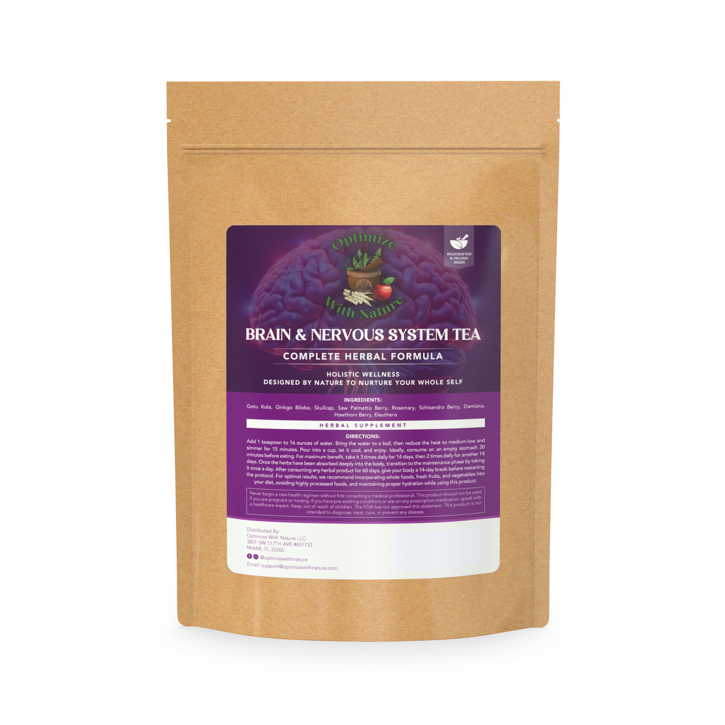 Brain & Nervous System Tea: Herbal Tea & Supplement with Restorative Herbs