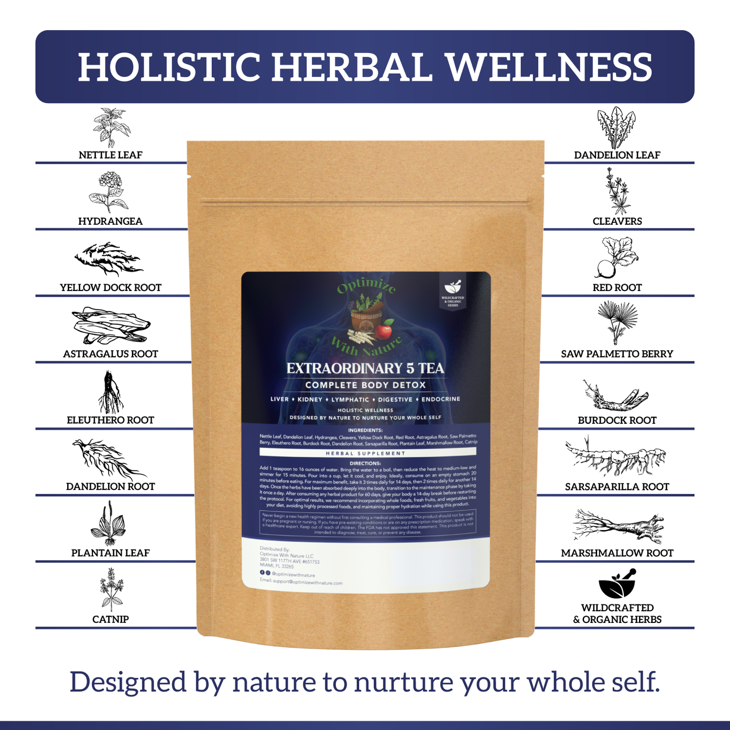 Extraordinary 5 Tea: Full Body Detox for Liver, Kidney, Lymphatic, Digestive & Endocrine Support